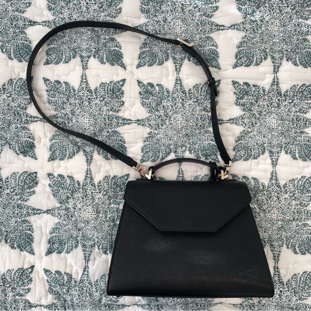 Black Satchel - Embossed Lizard Satchel